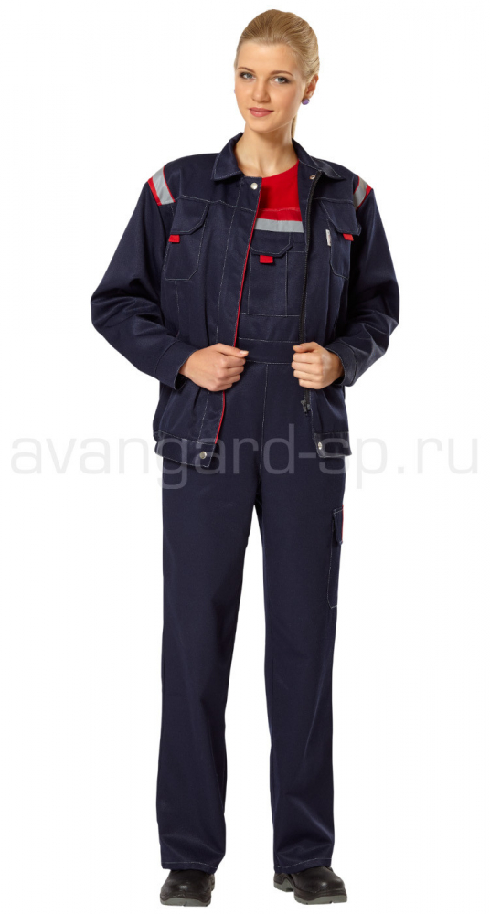 Костюм "Авангард" женский с п/к (т.син+крас)