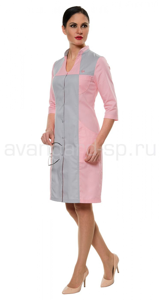 Халат женский LL1101 (розовый с серым)